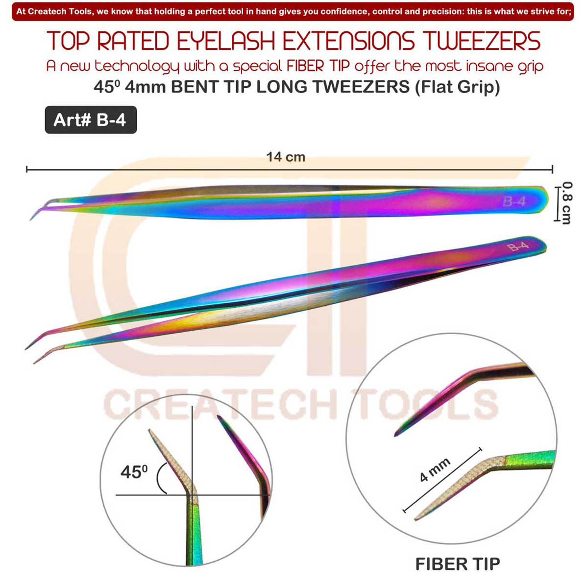 CT Createch Tools Fiber Tip Eyelash Lash Tweezers