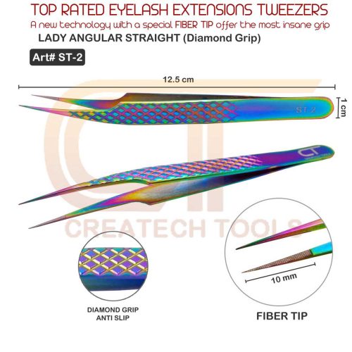 LADY ANGULAR STRAIGHT TIP DIAMOND TWEEZERS (ART# ST-2)